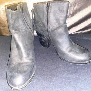 Black leather zip up boot